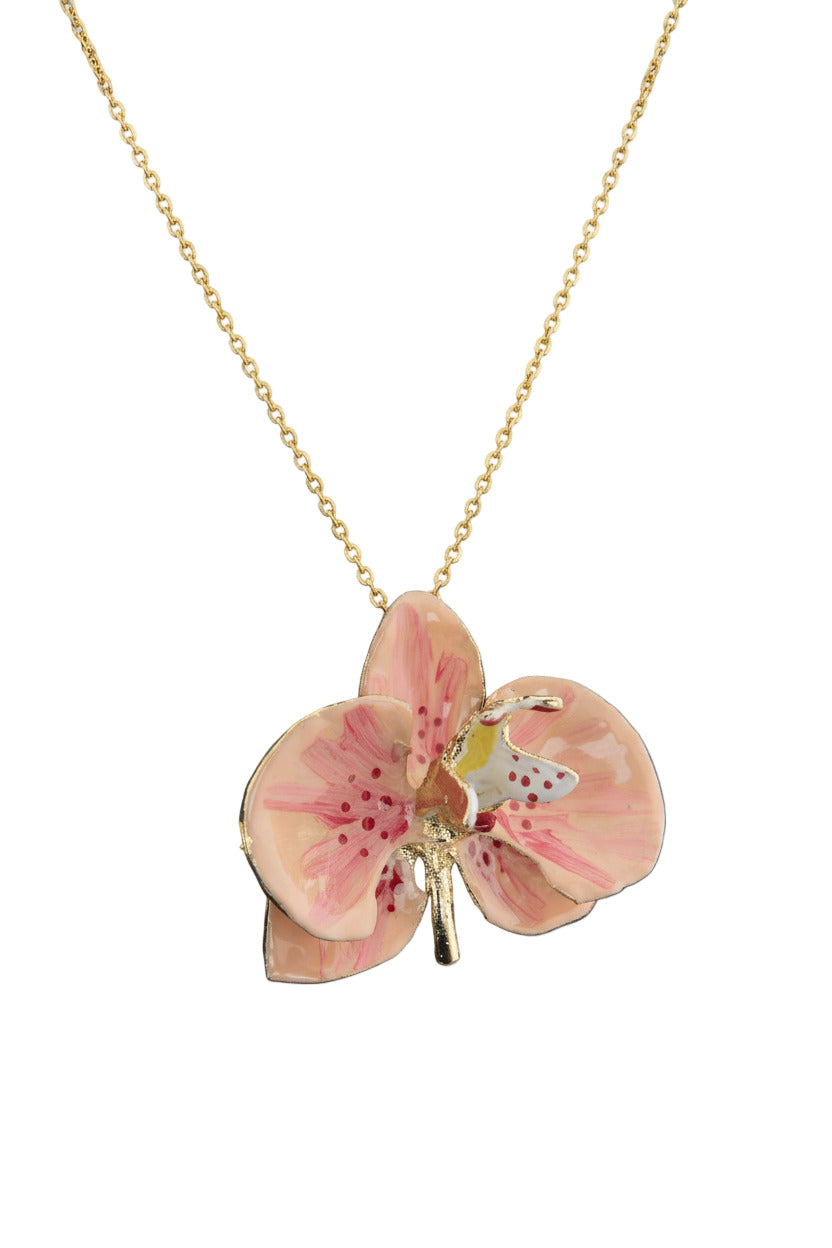 Handcrafted in Tuscany, the Marri Cortona Orchidea Necklace in 18k gold bronze captures the orchid’s grace — elegant, hand-enameled, and timelessly Italian.