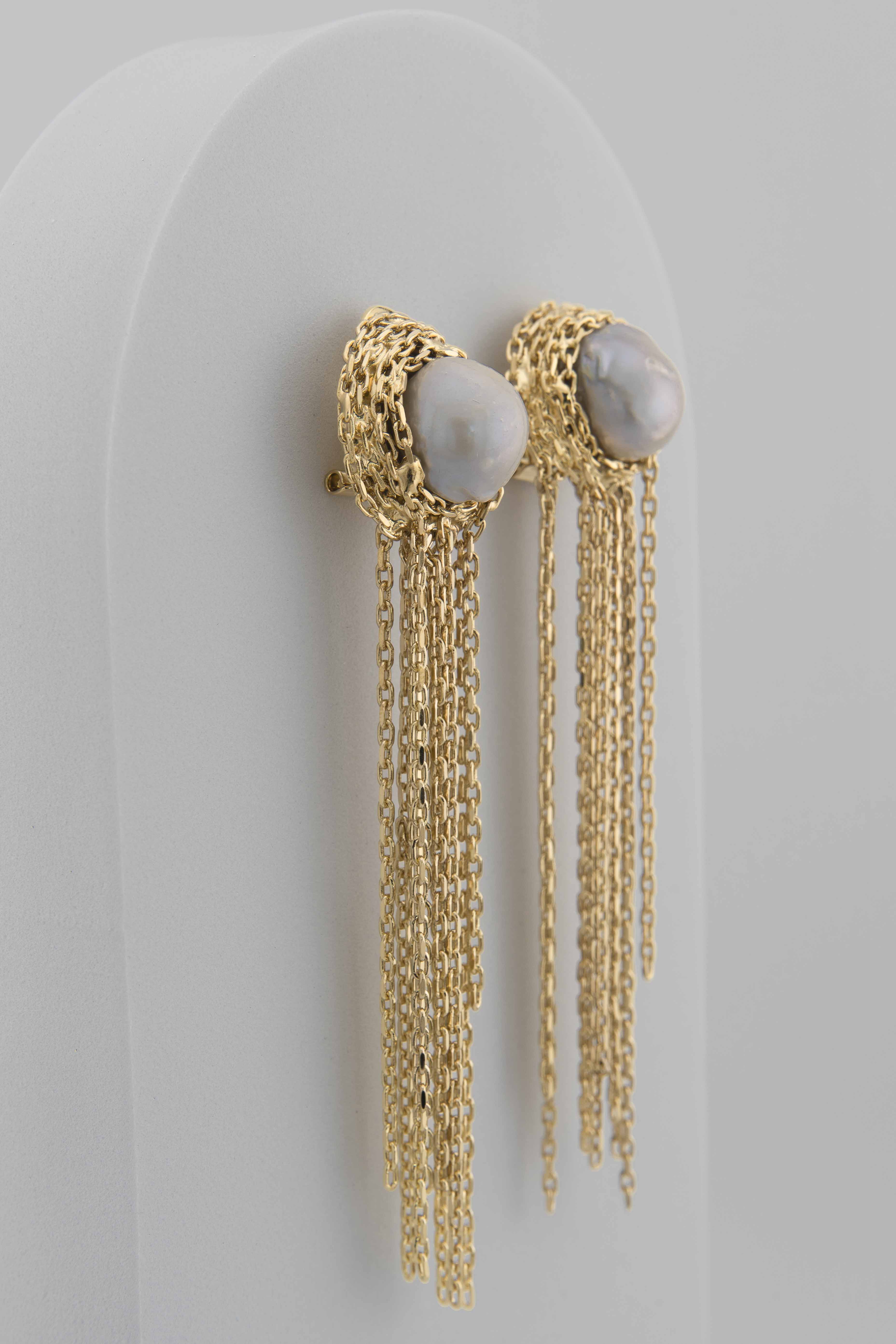 Lebole Maison Orecchini Medusa Collezione The Circle - Ottone Dorato E Pietra Perla - Made In Italy