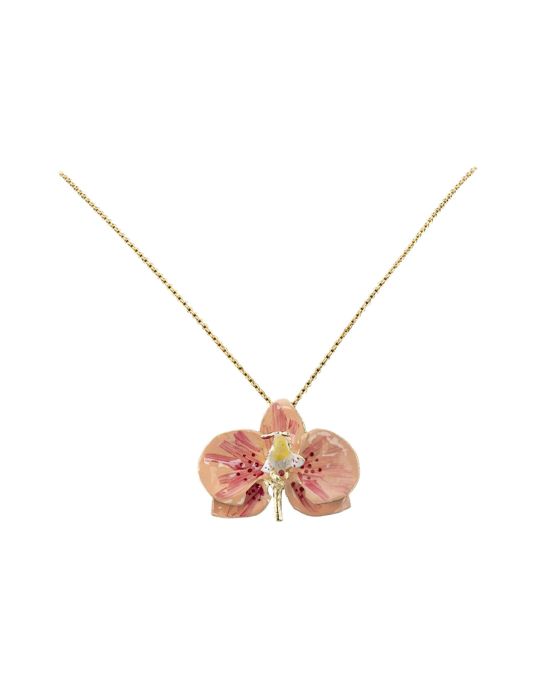 Handcrafted in Tuscany, the Marri Cortona Orchidea Necklace in 18k gold bronze captures the orchid’s grace — elegant, hand-enameled, and timelessly Italian.