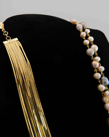 Collana  'Asimmetria' con perle grigie