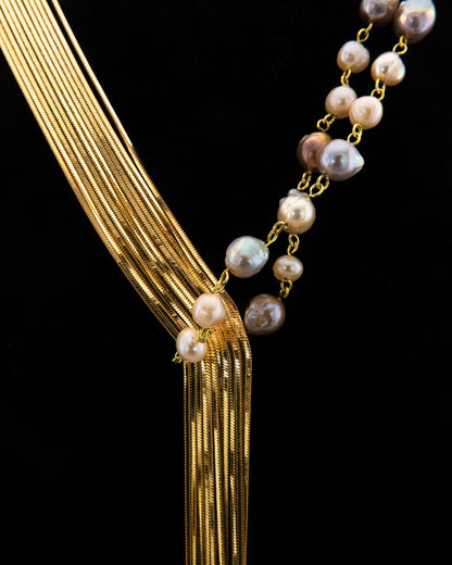 Collana  'Asimmetria' con perle grigie