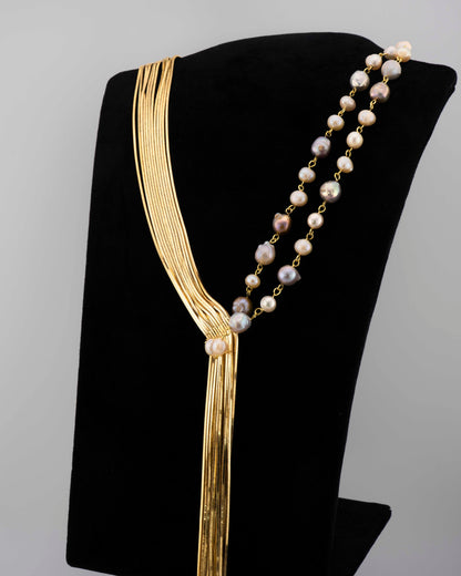 Collana  'Asimmetria' con perle grigie