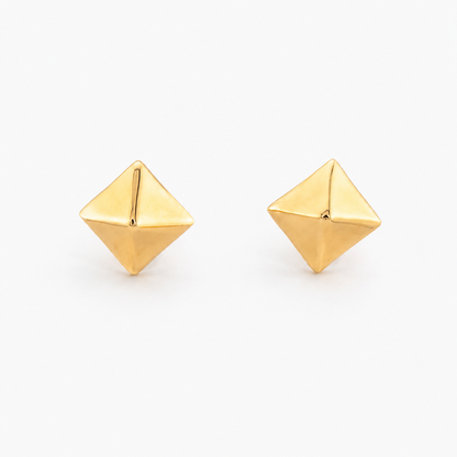 Yellow Gold Pyramid Earrings