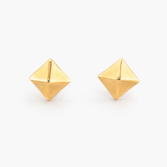 Pendientes de pirámide de oro amarillo