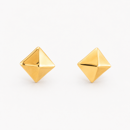 Yellow Gold Pyramid Earrings