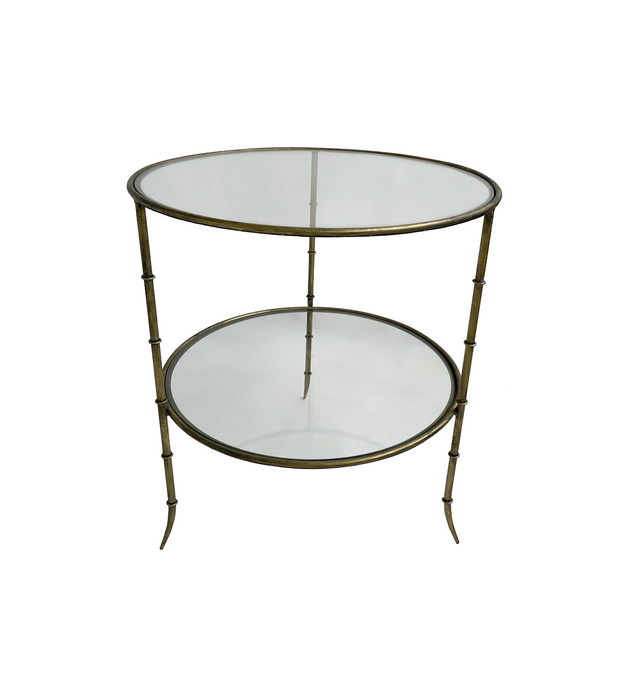 'Bamboo' coffee table in antique gold finish metal.