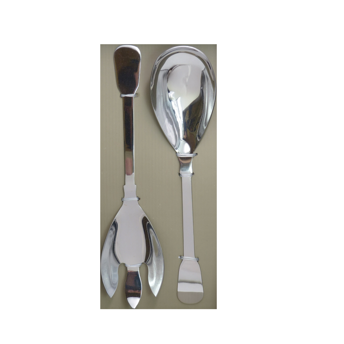 Smooth, designer stainless steel salad servers