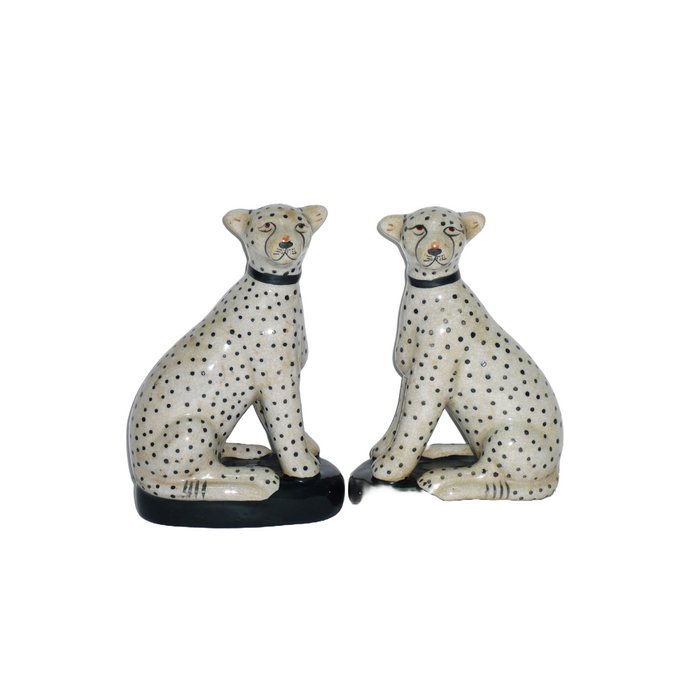 Leopardi in ceramica decorata a mano, Cadauno