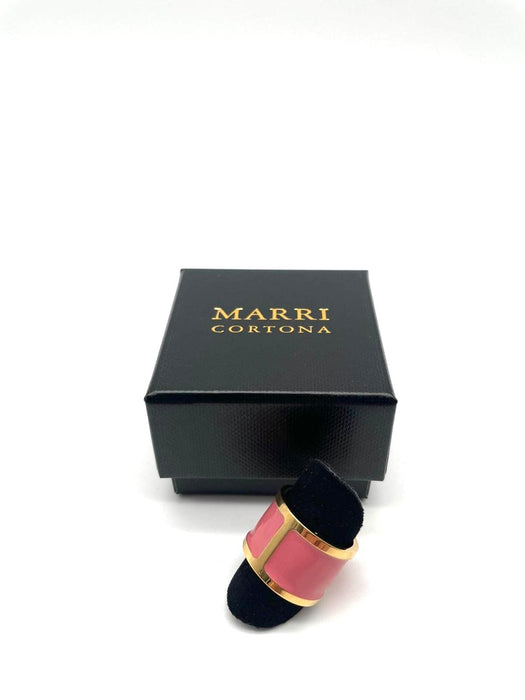Anello smalto 'Rosa pastello'