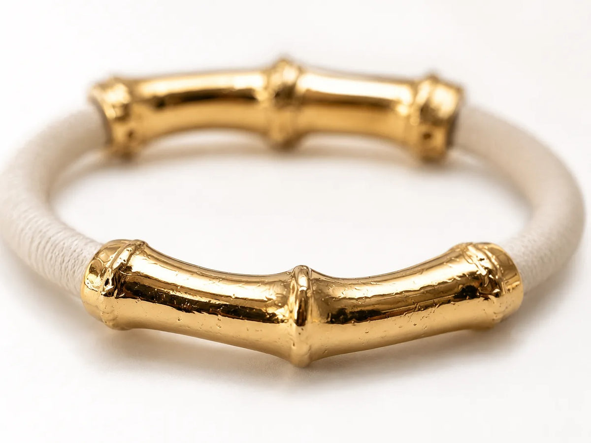 Bracciale Bamboo  in pelle  color Latte