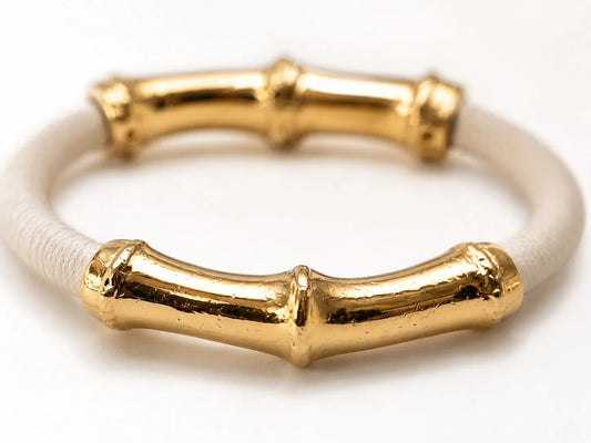 Bracciale Bamboo  in pelle  color Latte