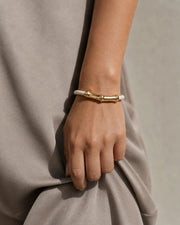 Bracciale Bamboo  in pelle  color Latte