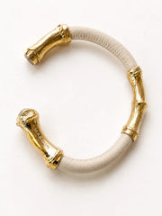 Bracciale Bamboo  in pelle  color Latte
