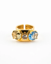 Anillo de cristal 'Trilogy' Salvia y Aguamarina