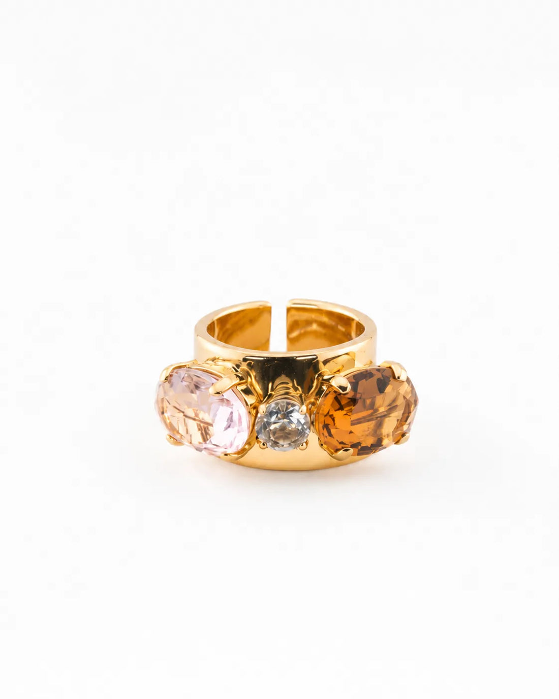 Anillo de cristal 'Trilogy' champán y albaricoque