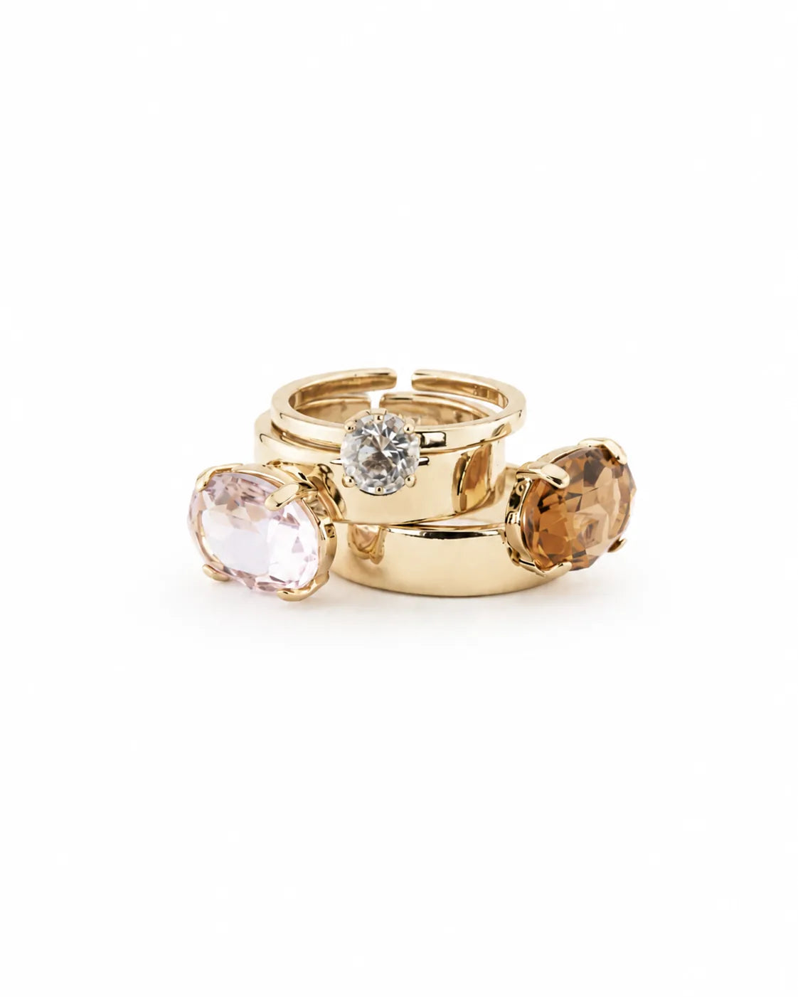 Anillo de cristal 'Trilogy' champán y albaricoque