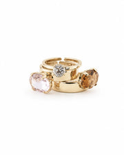 Anillo de cristal 'Trilogy' champán y albaricoque