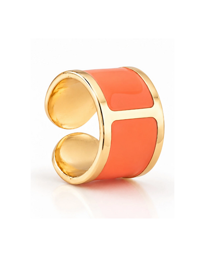 'Coral Orange' Enamel Ring
