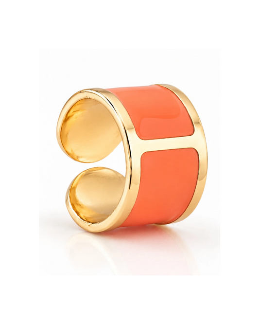 Anello smalto Arancio Corallo