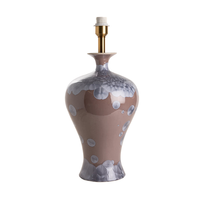 Porcelain lamp base, taupe with mother-of-pearl effect
