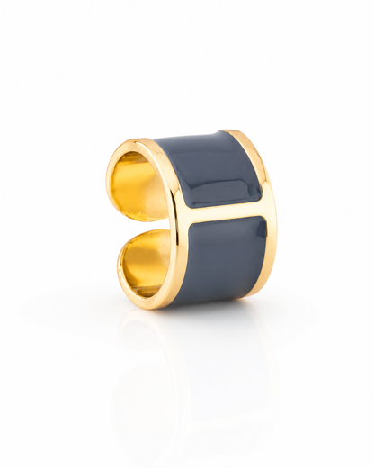 Anillo esmaltado 'Azul de Prusia'