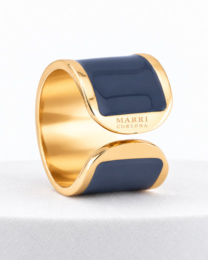 Prussian Blue Enamel Ring