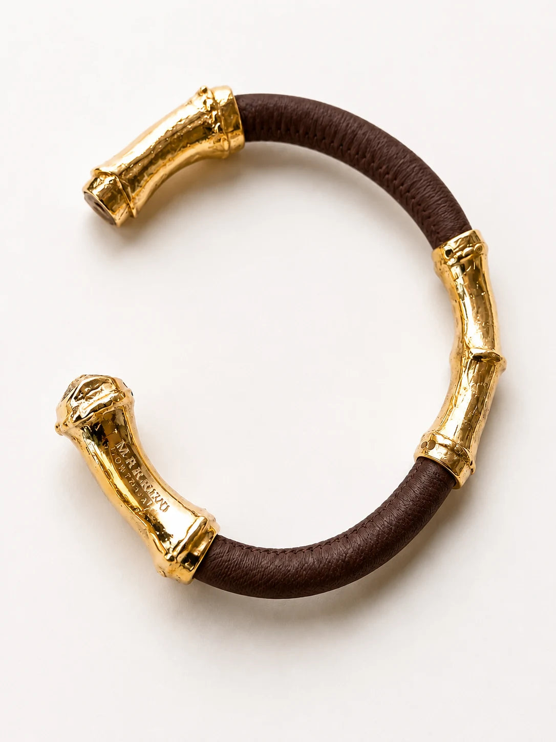 Bracciale Bamboo in pelle color  Cioccolato