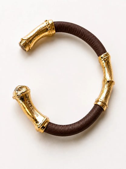 Bracciale Bamboo in pelle color  Cioccolato