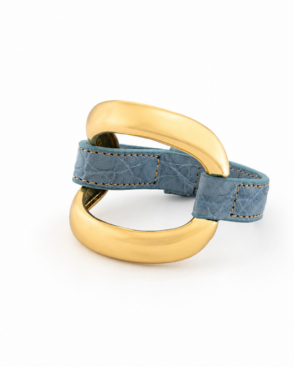 Brazalete de aligátor "Celeste Pastel"