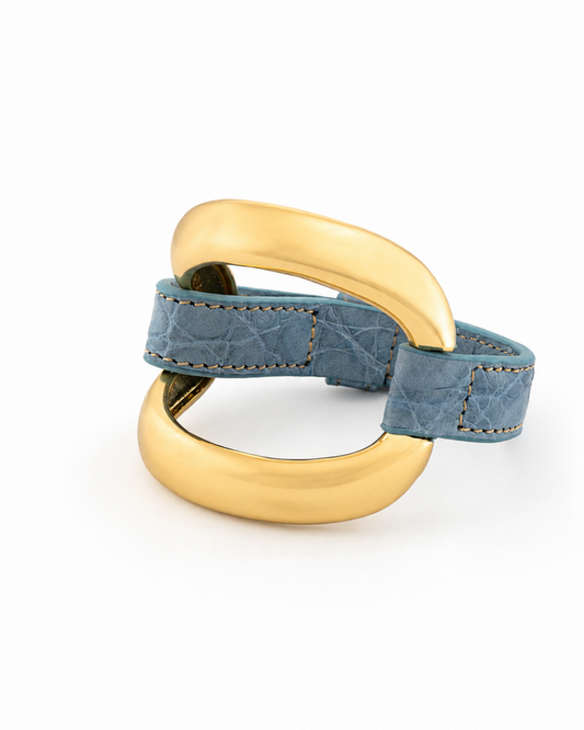 Brazalete de aligátor "Celeste Pastel"