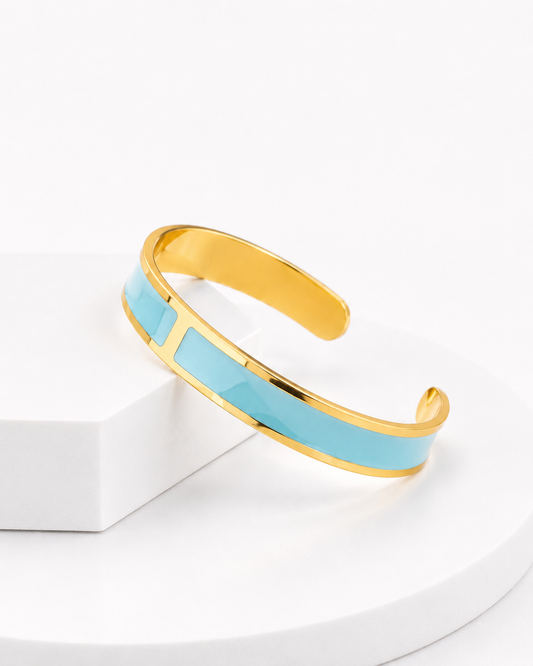 Bracciale Smalto S mm 8 'Celeste pastello'