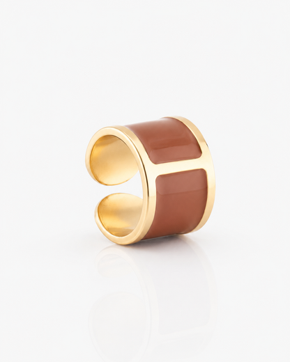 Anillo de esmalte 'Cognac'