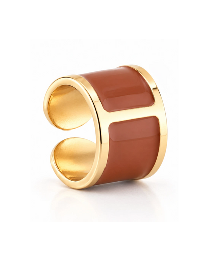 Anillo de esmalte 'Cognac'