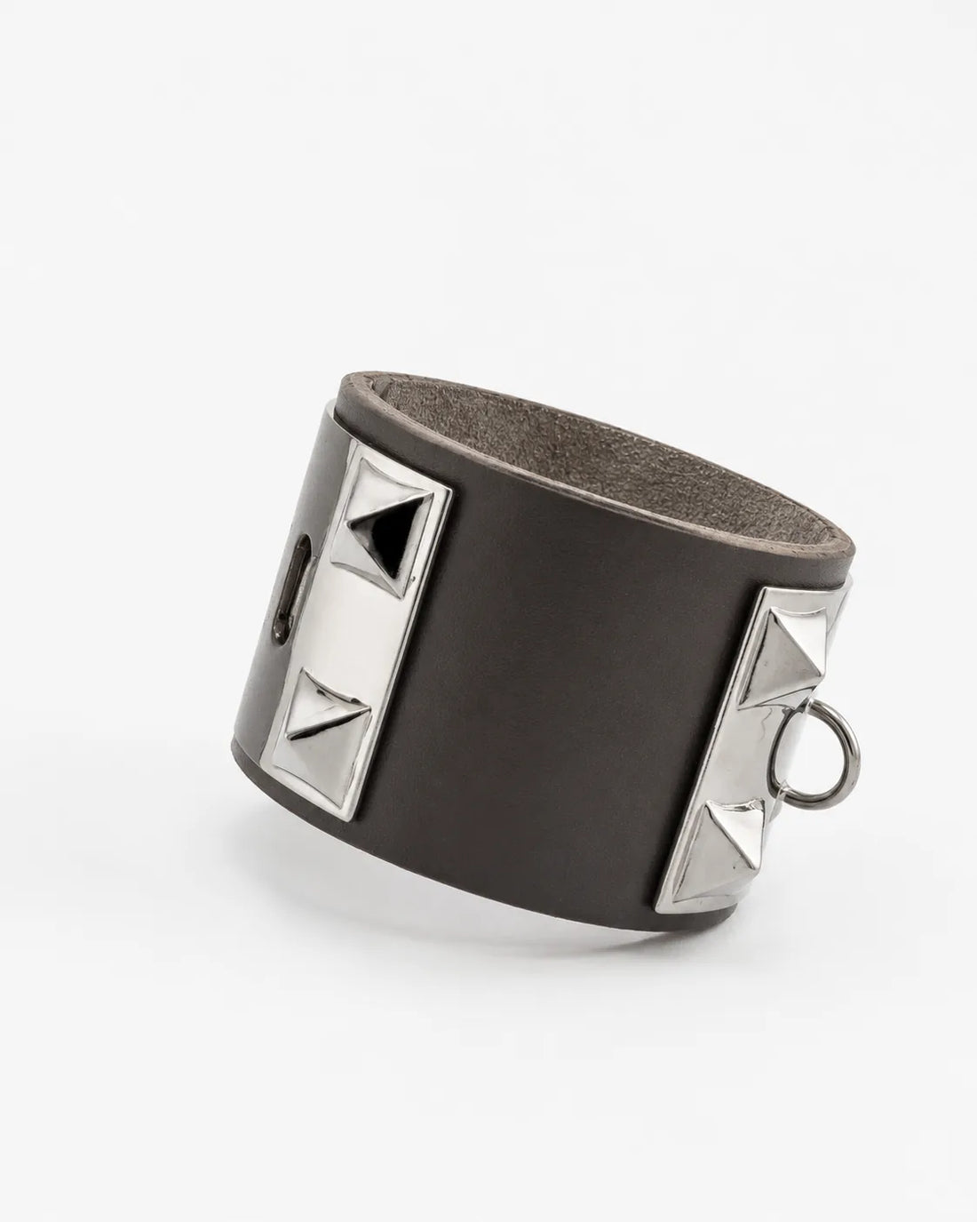 The Rock' Bracciale in Pelle color Cioccolato con Piramidi