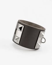 The Rock' Bracciale in Pelle color Cioccolato con Piramidi