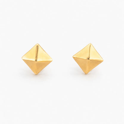 Yellow Gold Pyramid Earrings