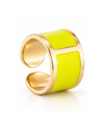 'Highlighter Yellow' Enamel Ring