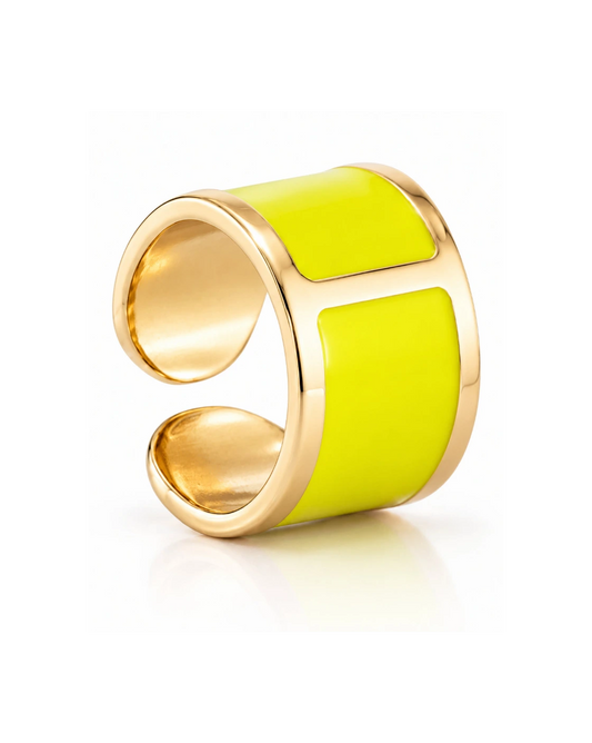 Anello smalto Giallo Evidenziatore