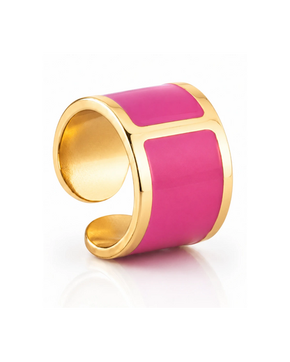 'Geranium' enamel ring