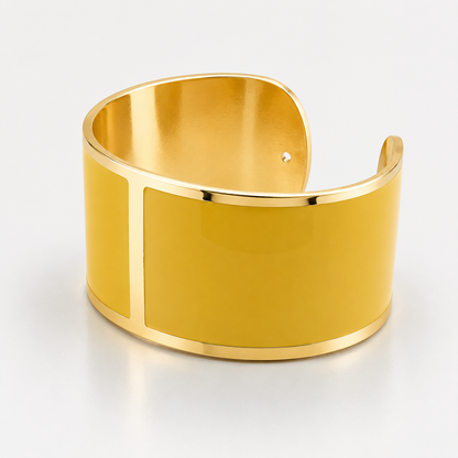 Pulsera Esmalte Ancho 30 mm 'Amarillo Azafrán'