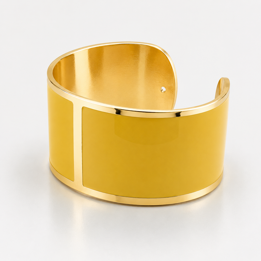 Pulsera Esmalte Ancho 30 mm 'Amarillo Azafrán'
