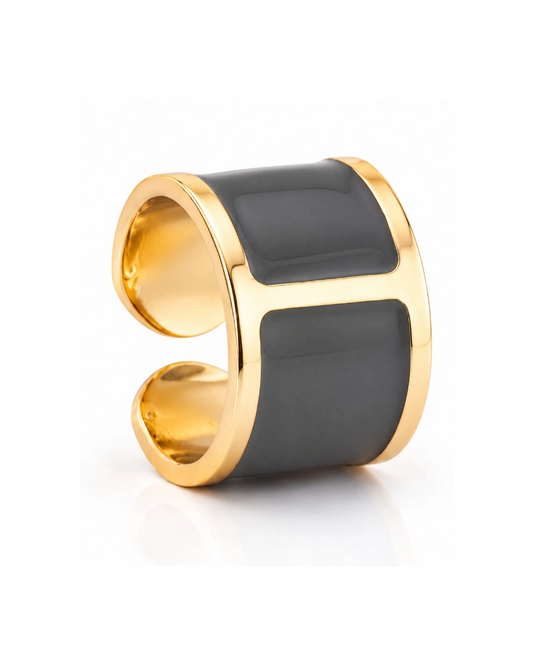 'Grey Stone' Enamel Ring