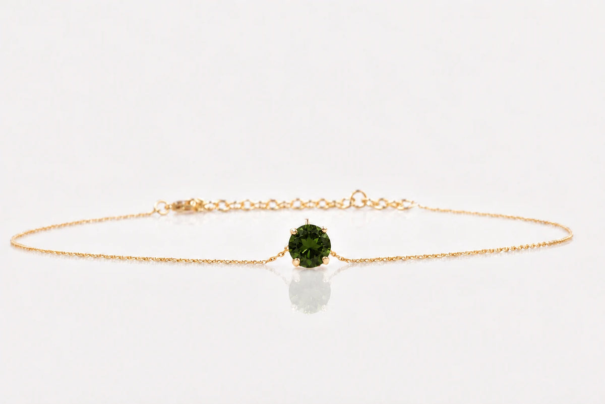 La Pietra dell’Anima di Maggio  Choker Tormalina Verde smeraldo ct 1.57 Diametro 8 mm
