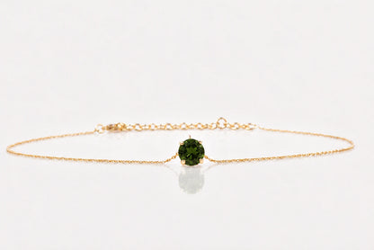 La Piedra del Alma de Mayo Gargantilla de turmalina verde esmeralda 1,57 ct Diámetro 8 mm