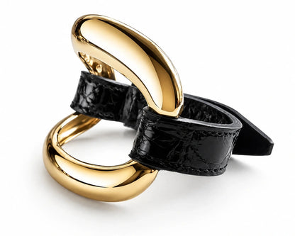 Pulsera de caimán 'Negro con pespunte negro'