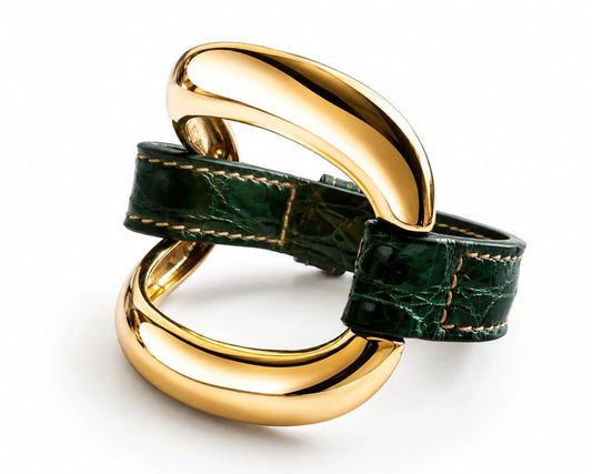 Brazalete de aligátor "Verde Ciprés"