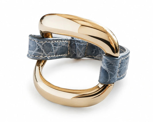 Brazalete de aligátor "Celeste Pastel"
