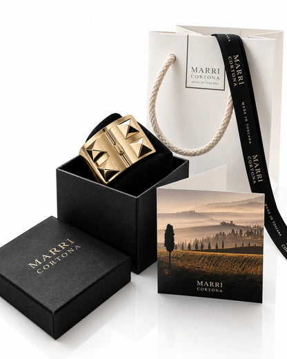 'The Rock' Black Leather Bracelet with Pyramids