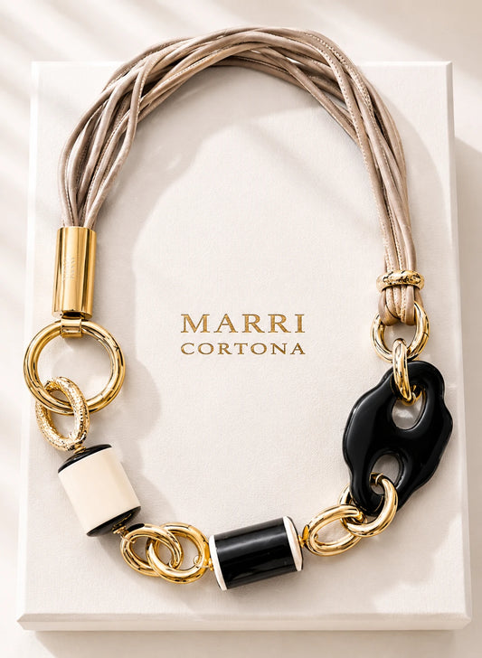 Collana Amarcord Corno Bianco e Nero