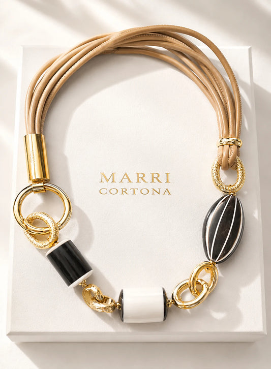 Collana Amarcord Corno Bianco e Nero